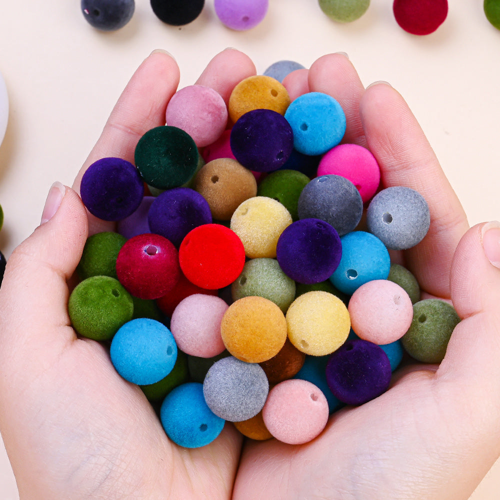 150pcs 16mm Winter Series Acrylic Flocking Beads