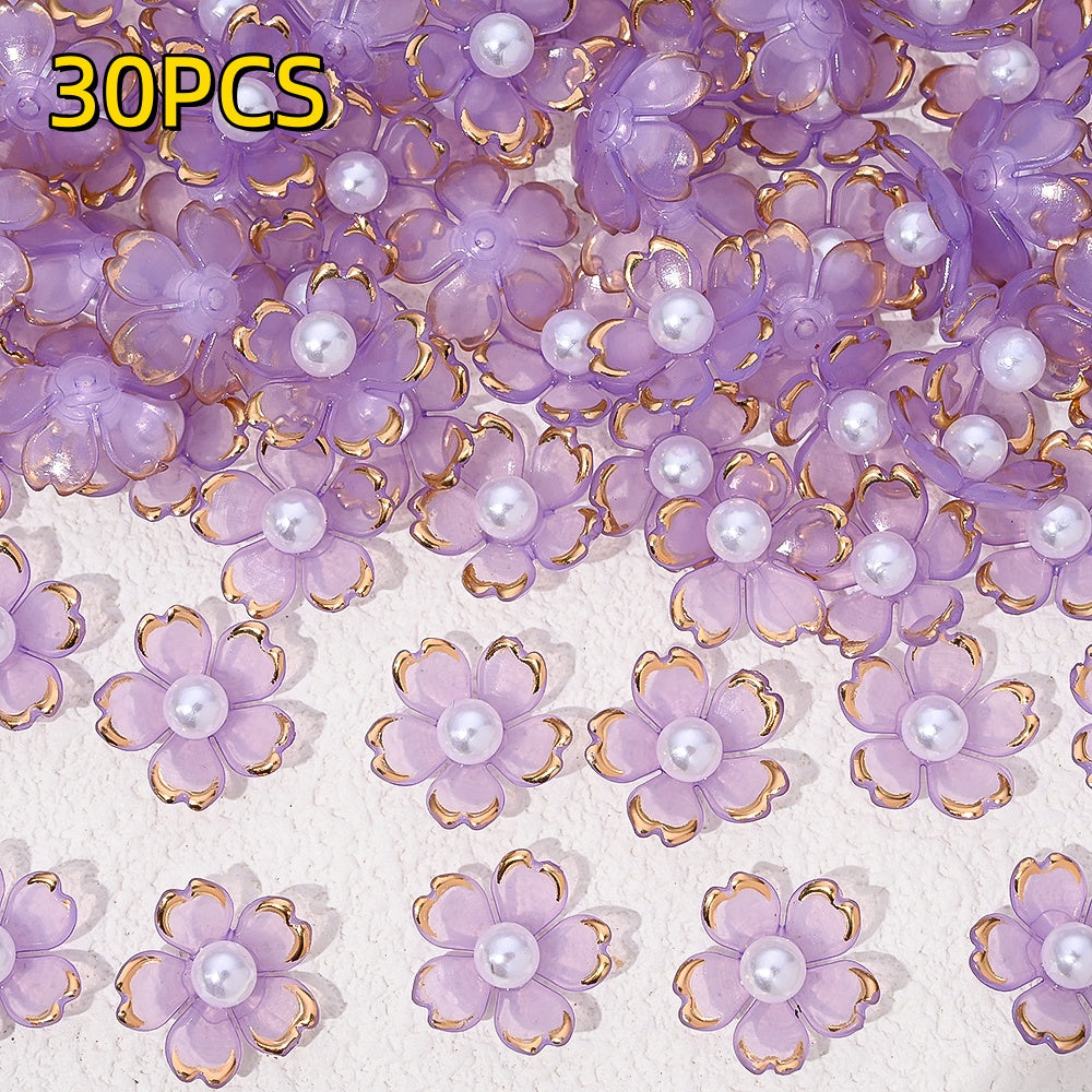 30pcs 15mm Cherry Blossom Acrylic Patch Beads