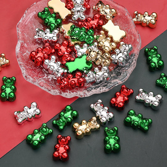 10PCS Christmas Bear Acrylic Bead Set