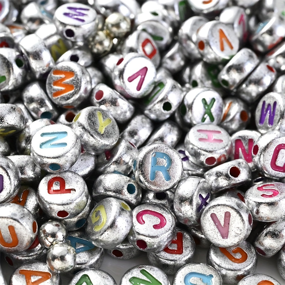 100PCS 4×7mm Heart-Shaped A-Z Letter Acrylic Bead Set