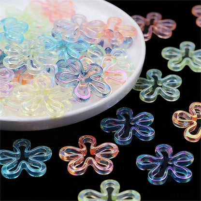 10-Piece 43 mm UV Gradient Plum Blossom Acrylic Beads