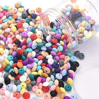 300pcs Random Color Abacus Silicone Beads