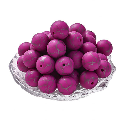 10pcs Crack Printed Silicone Spacer Beads