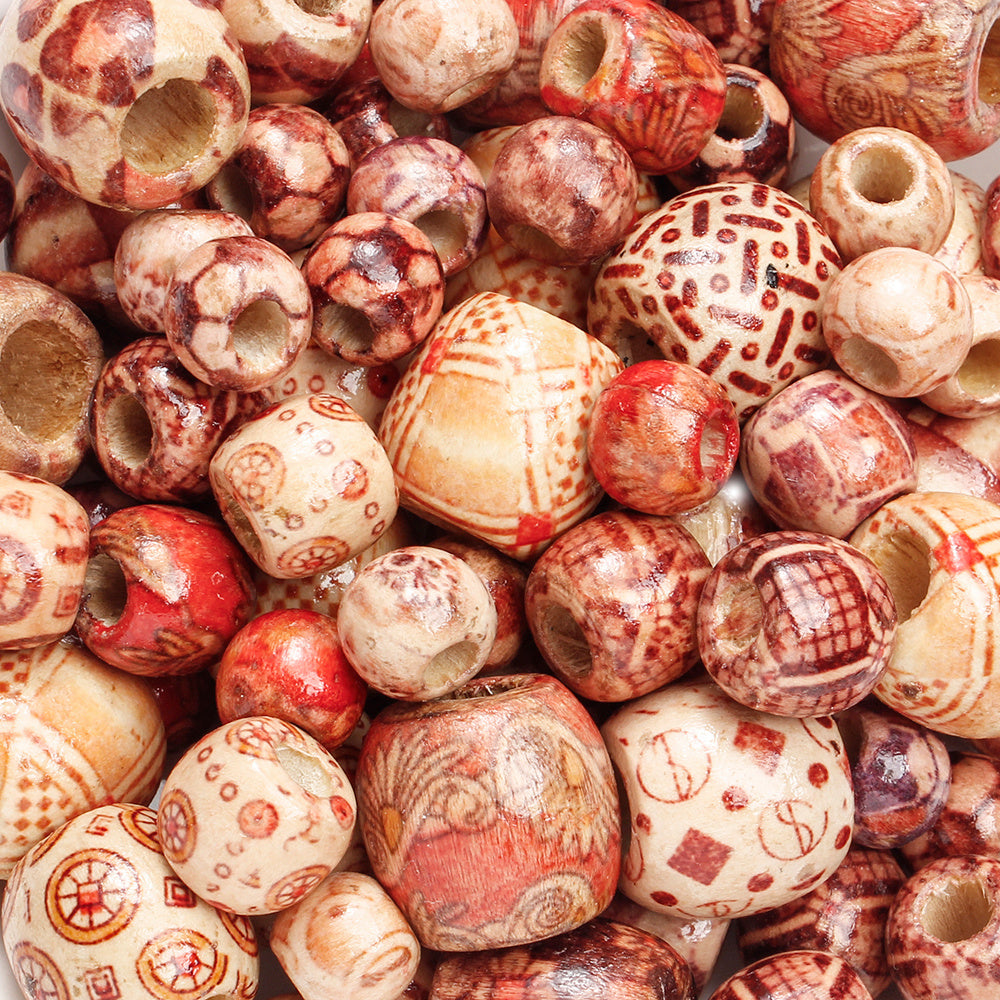50/100-Piece Tribal Style Multicolor Wooden Spacer Beads