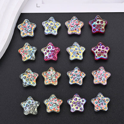 10PCS 18mm AB Shimmer Star Glass Bead Set