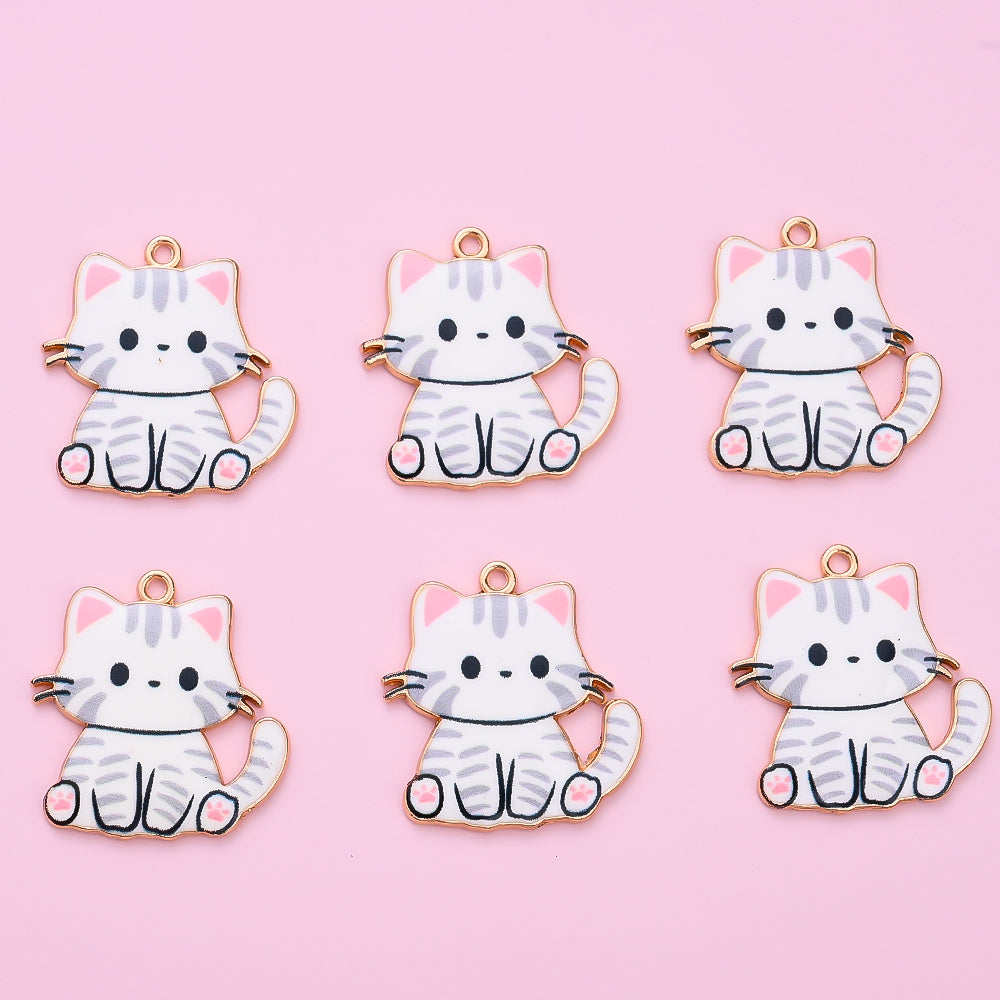Enamel Cat Pendant Charms