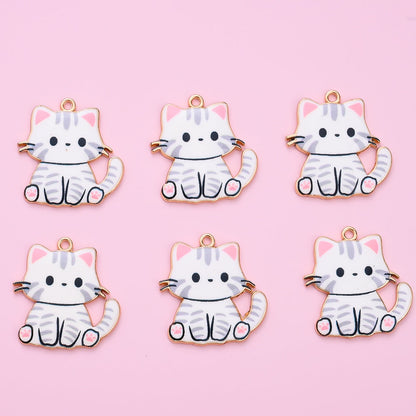 Enamel Cat Pendant Charms