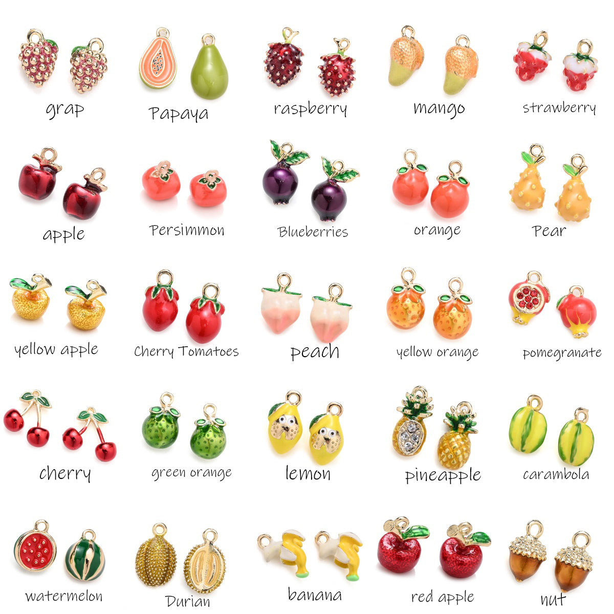 2PCS Fruit Series Alloy Pendant Set