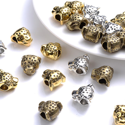 10pcs 12mm Vintage Leopard Head Spacer Beads