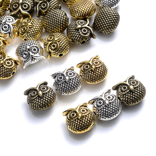 10pcs 11mm Vintage Owl Shaped Spacer Beads