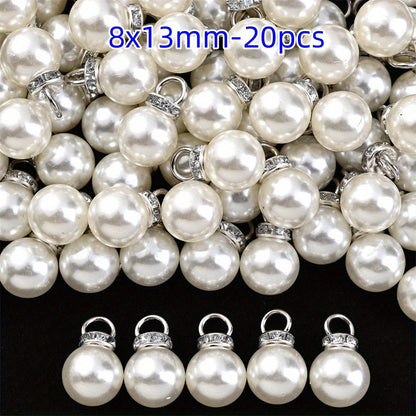 Acrylic Imitation Pearl Pendant Beads with Rhinestone Rondelle