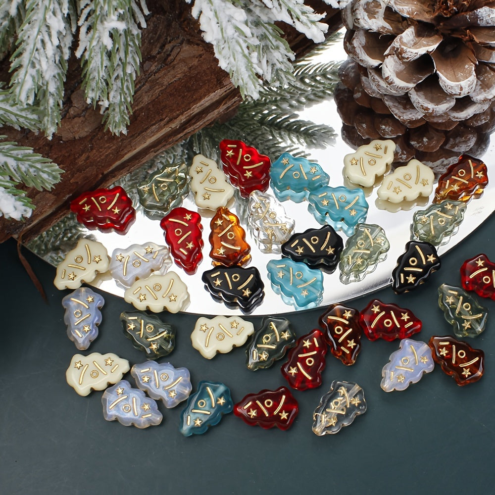 30pcs/set Shiny Christmas Tree Acrylic Beads