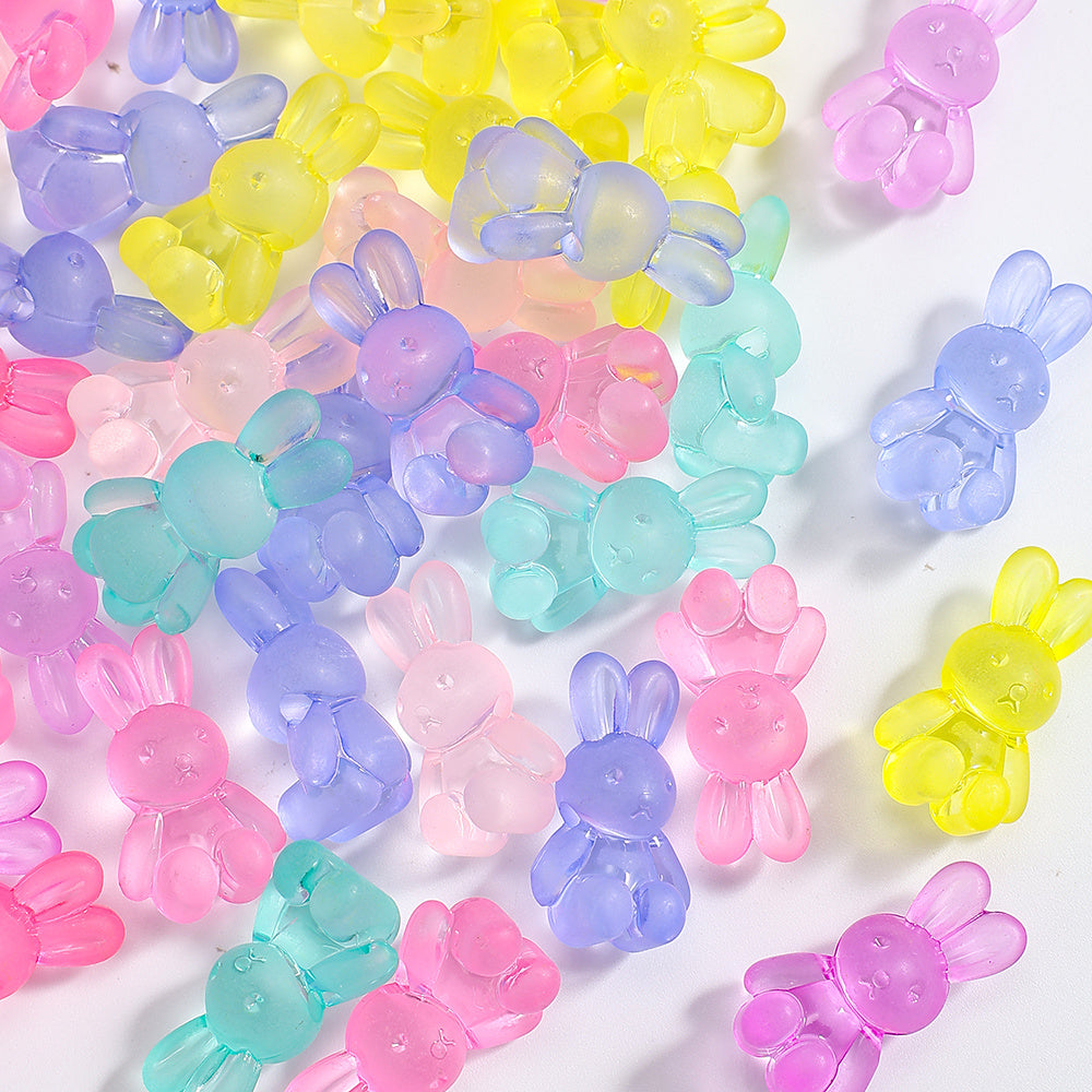30pcs Mixed Color Rainbow Rabbit Acrylic Beads