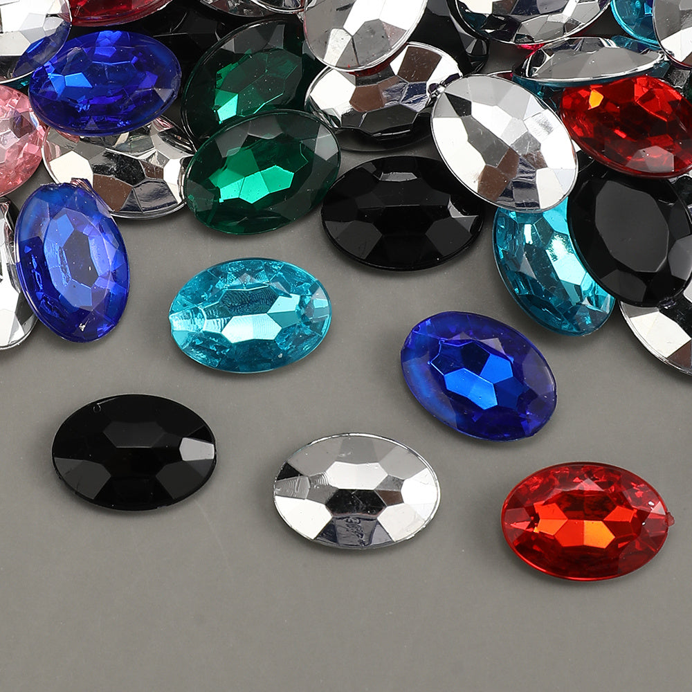 100pcs Oval Rhinestone Flat Back Acrylic Beads