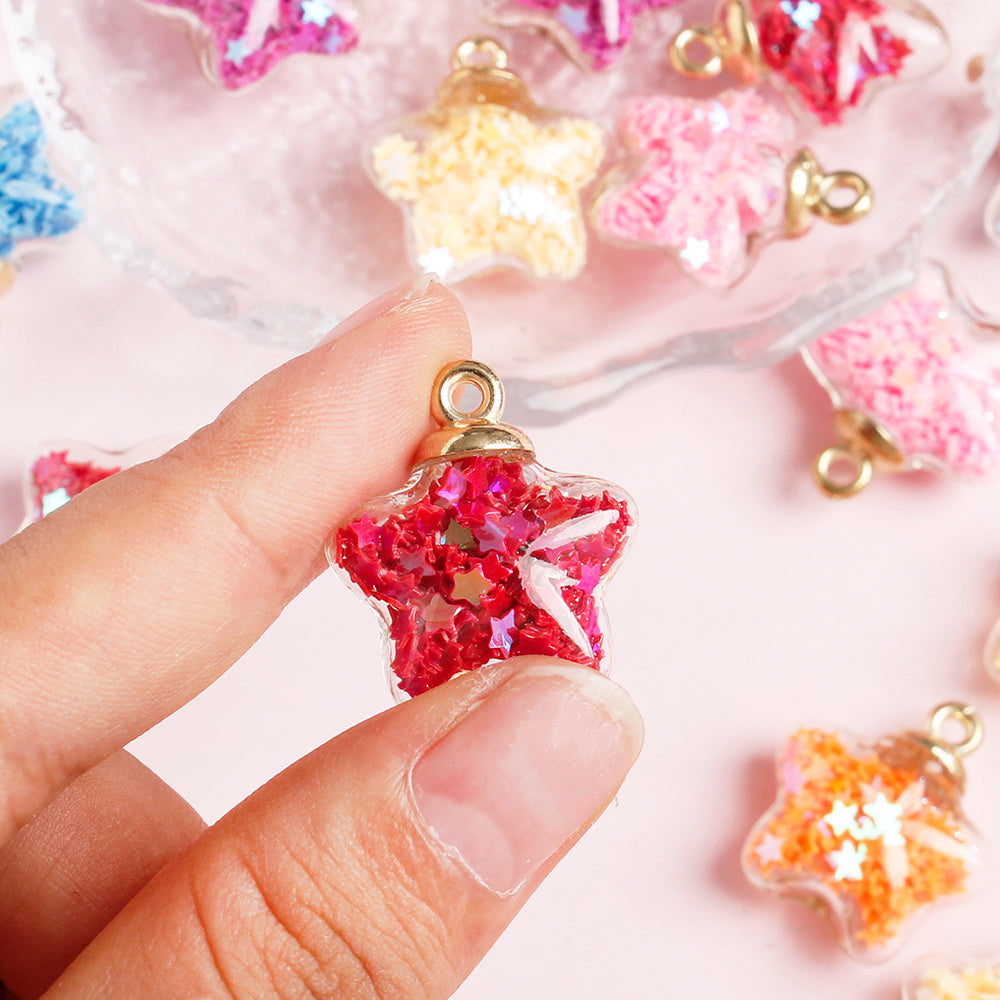 Sparkling Star Glass Pendant Charms