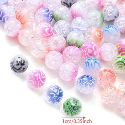 10mm Acrylic Gradient Cracked Beads - DIY Jewelry Making Kit for Bracelets