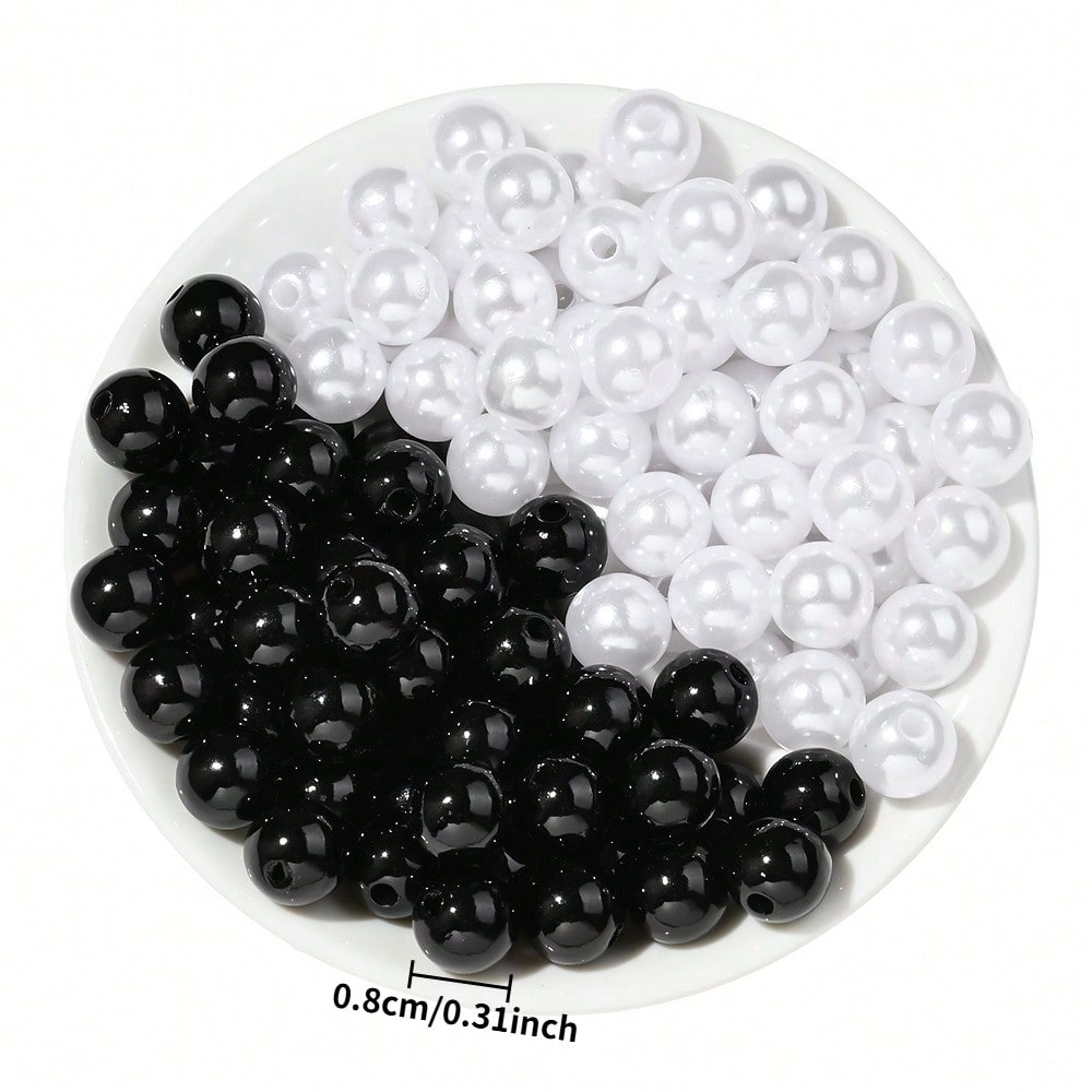 200/400pcs 8mm Acrylic ABS Imitation Pearl Round Spacer Beads