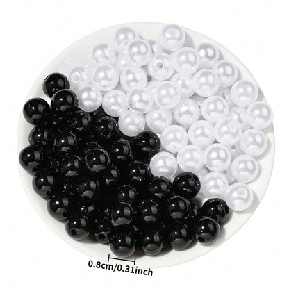 200/400pcs 8mm Acrylic ABS Imitation Pearl Round Spacer Beads