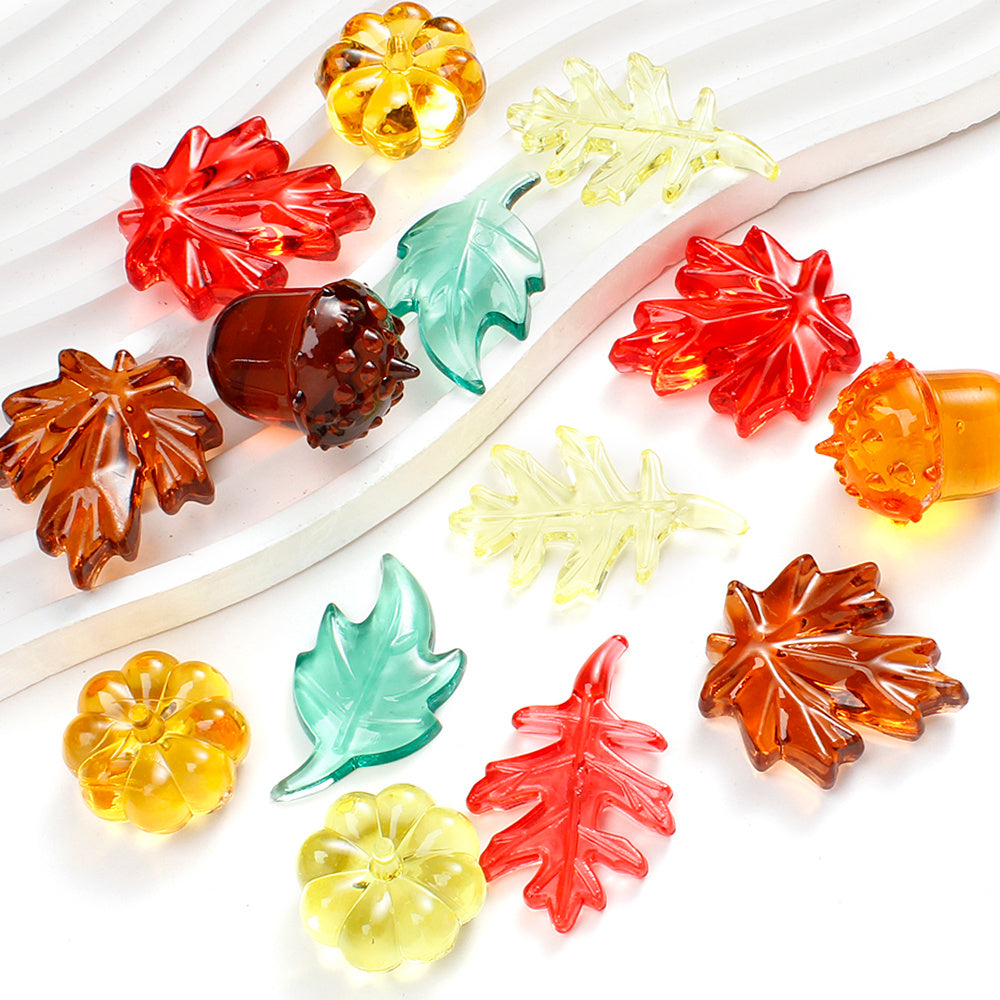 160g Resin Maple Leaf, Pumpkin & Hazelnut Decorative Set