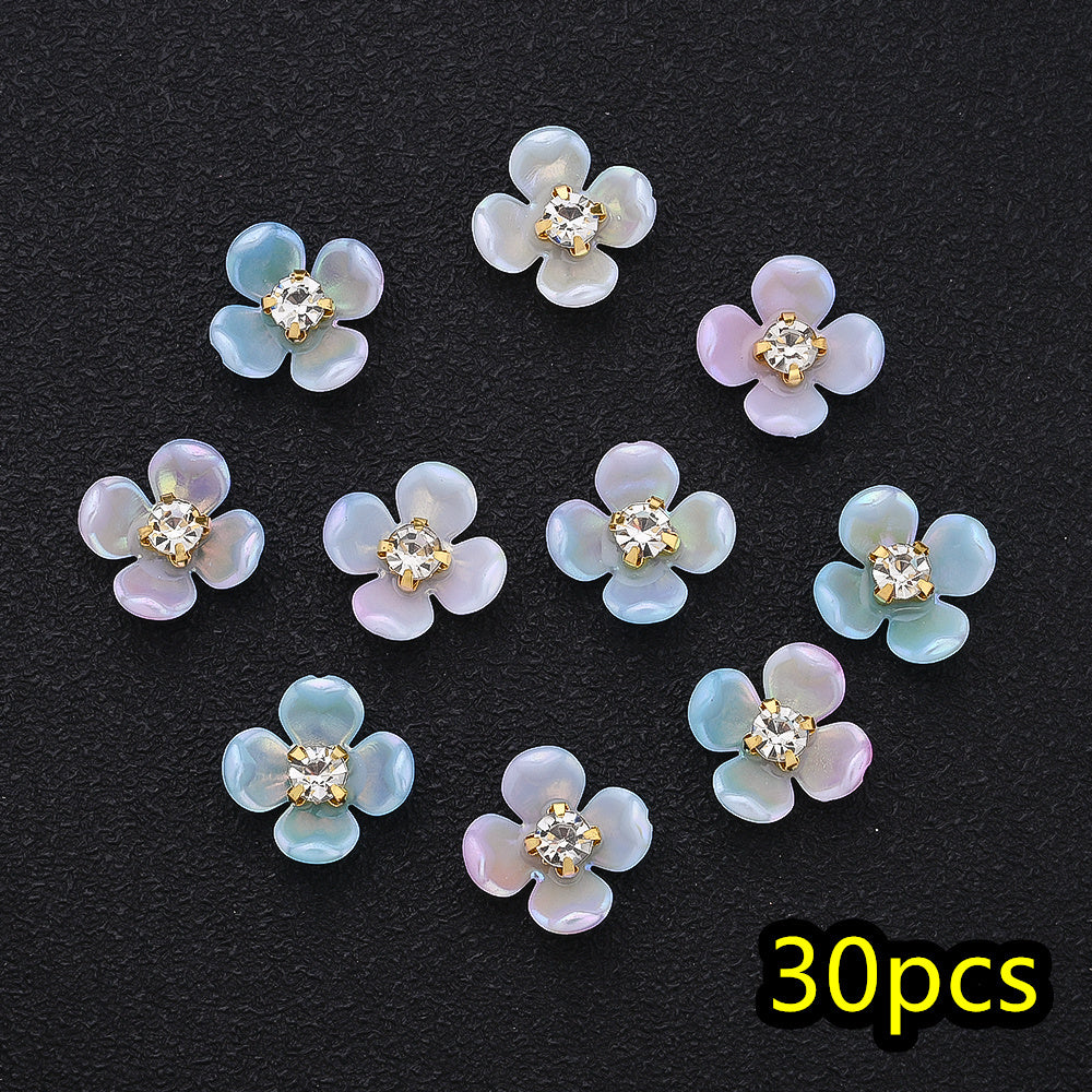 30pcs/set Four Petal Flower Acrylic Cabochon Beads