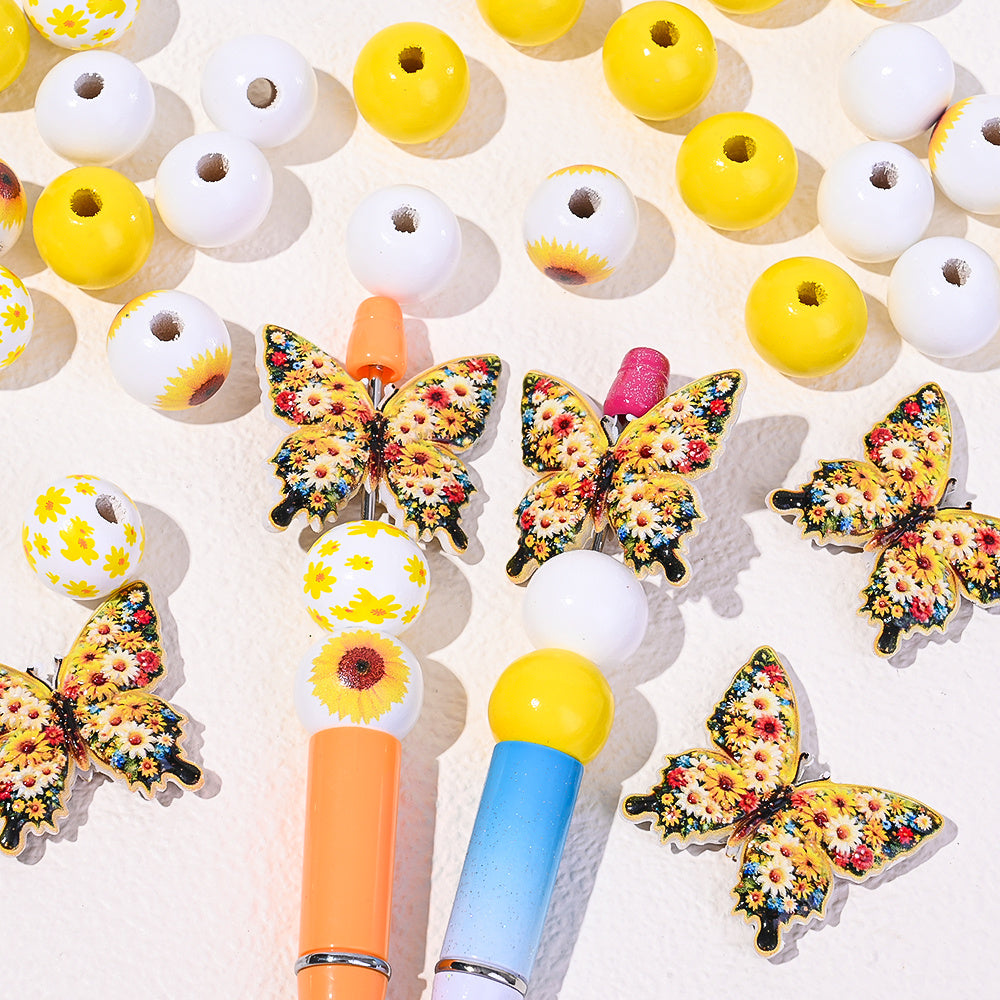 45-Piece Butterfly and Sunflower Bead Set