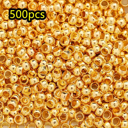 500pcs/lot 1.5/2/2.5/3mm Golden Copper Crimp Beads