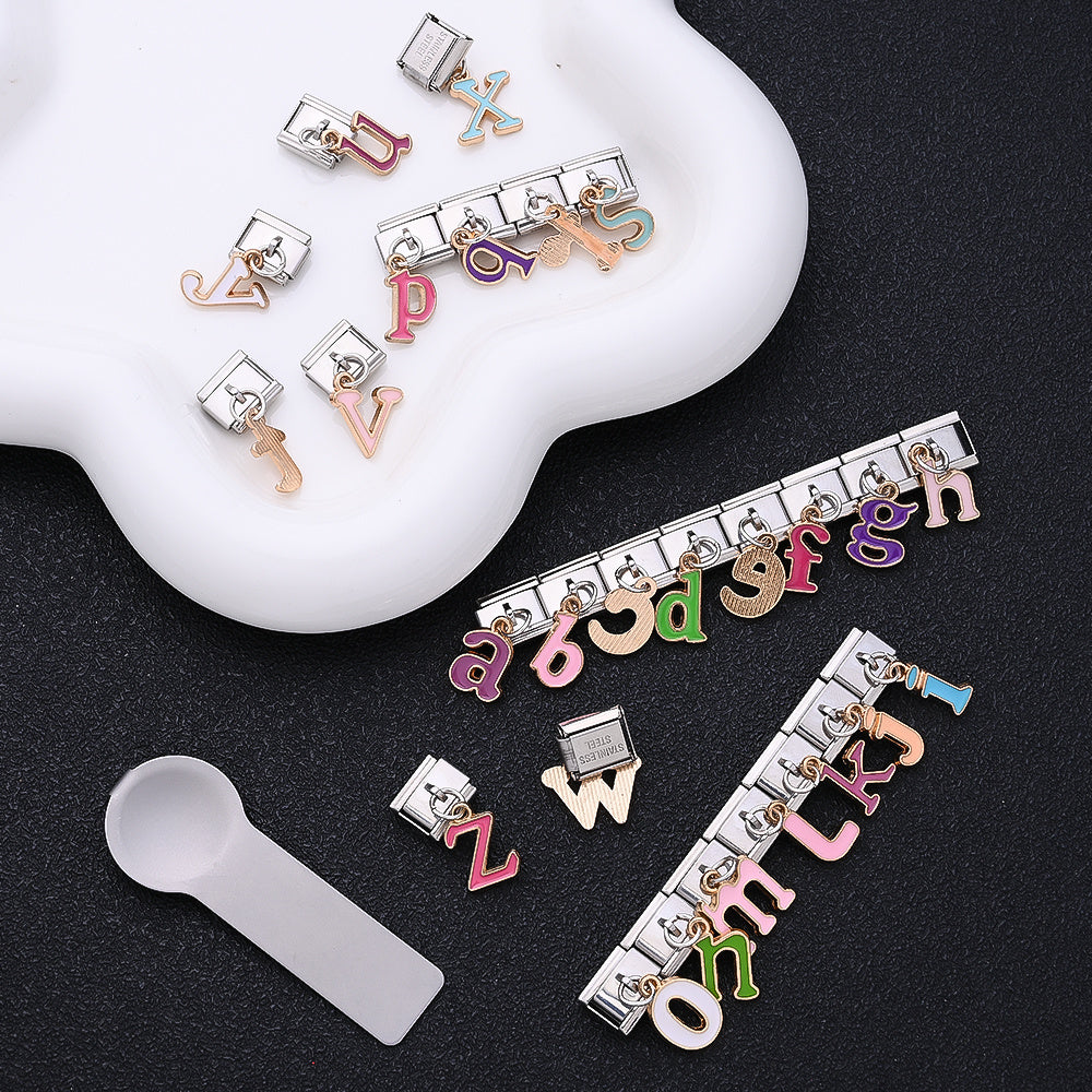 1PC A-Z English Letter Charm Link Set for 9mm Bracelets