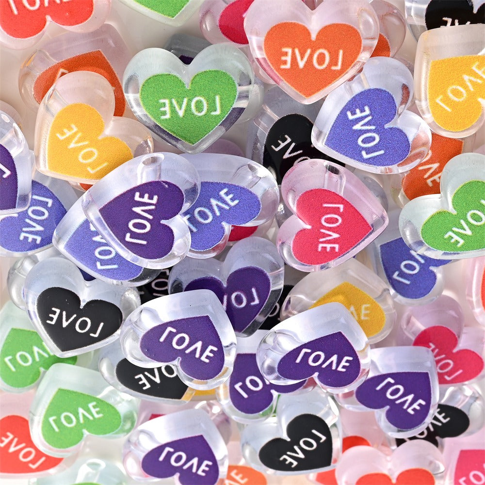Clear Double Heart Acrylic Beads