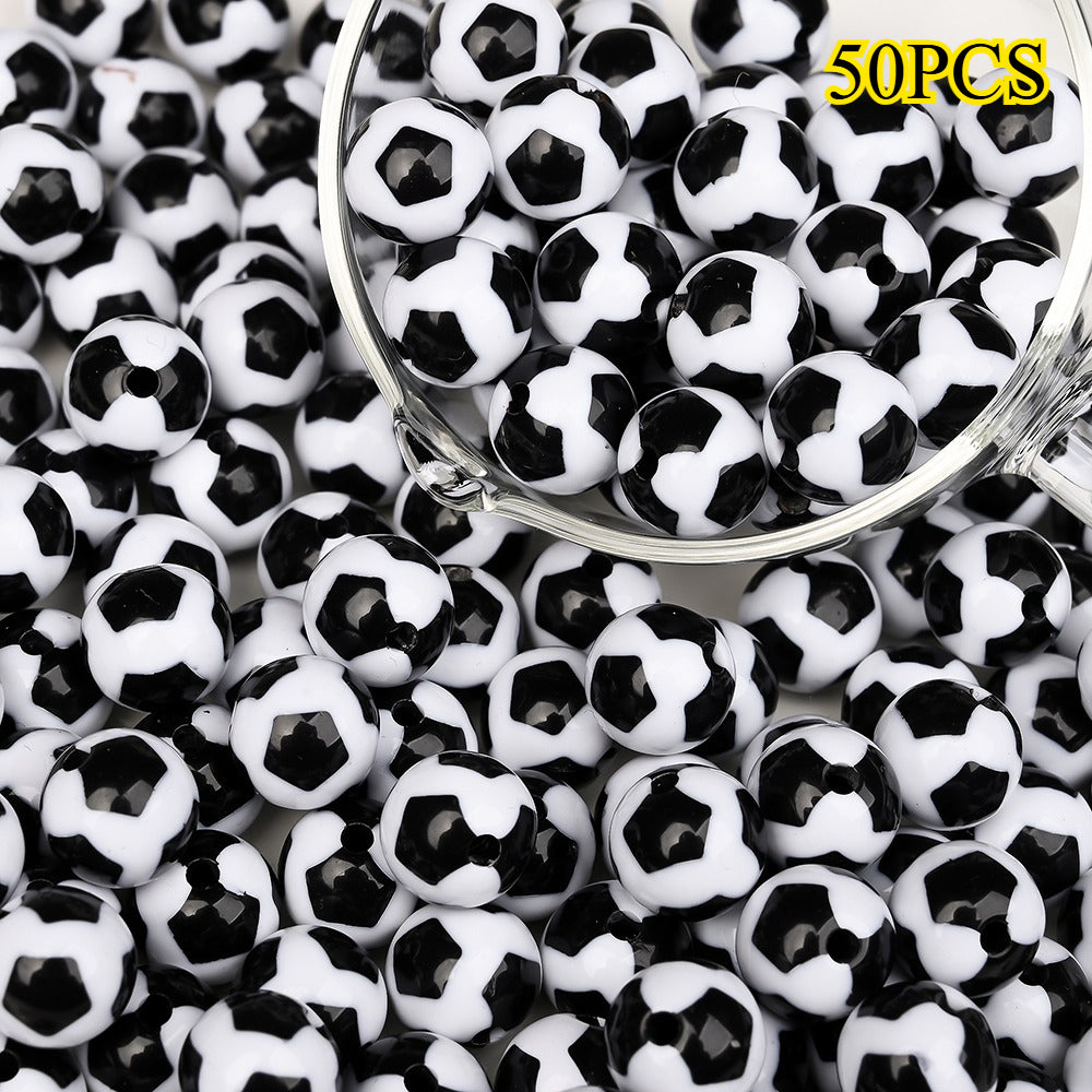 30/50/100pcs 8/10/12mm Acrylic Soccer Beads