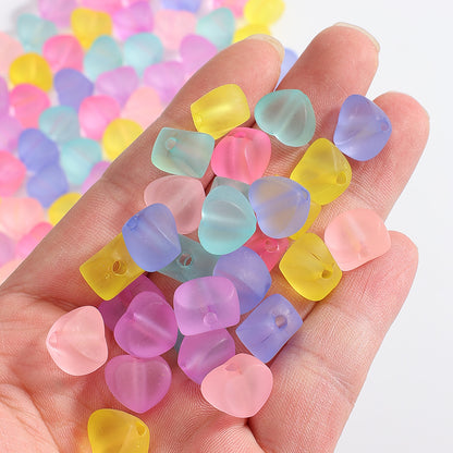 50pcs Mixed Color Heart Acrylic Matte Beads
