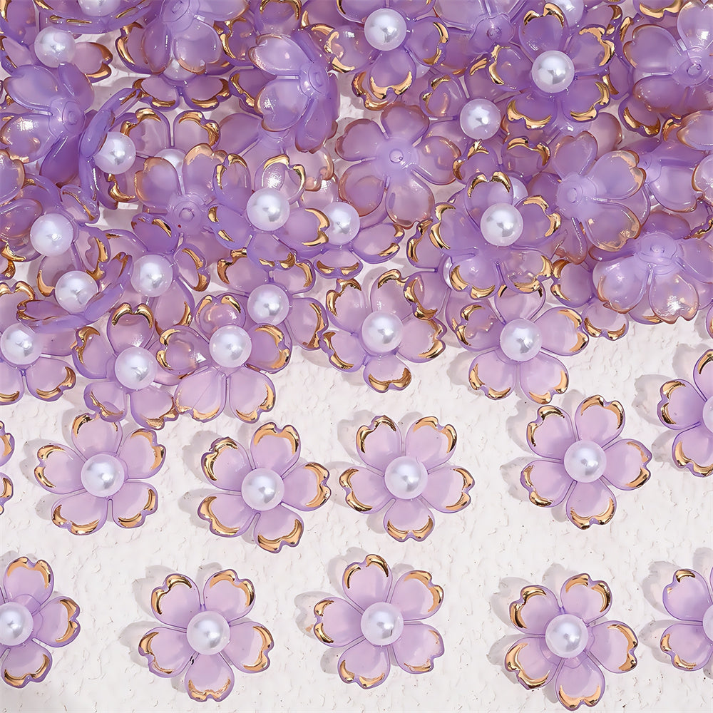 Colorful Cherry Blossom Acrylic Beads