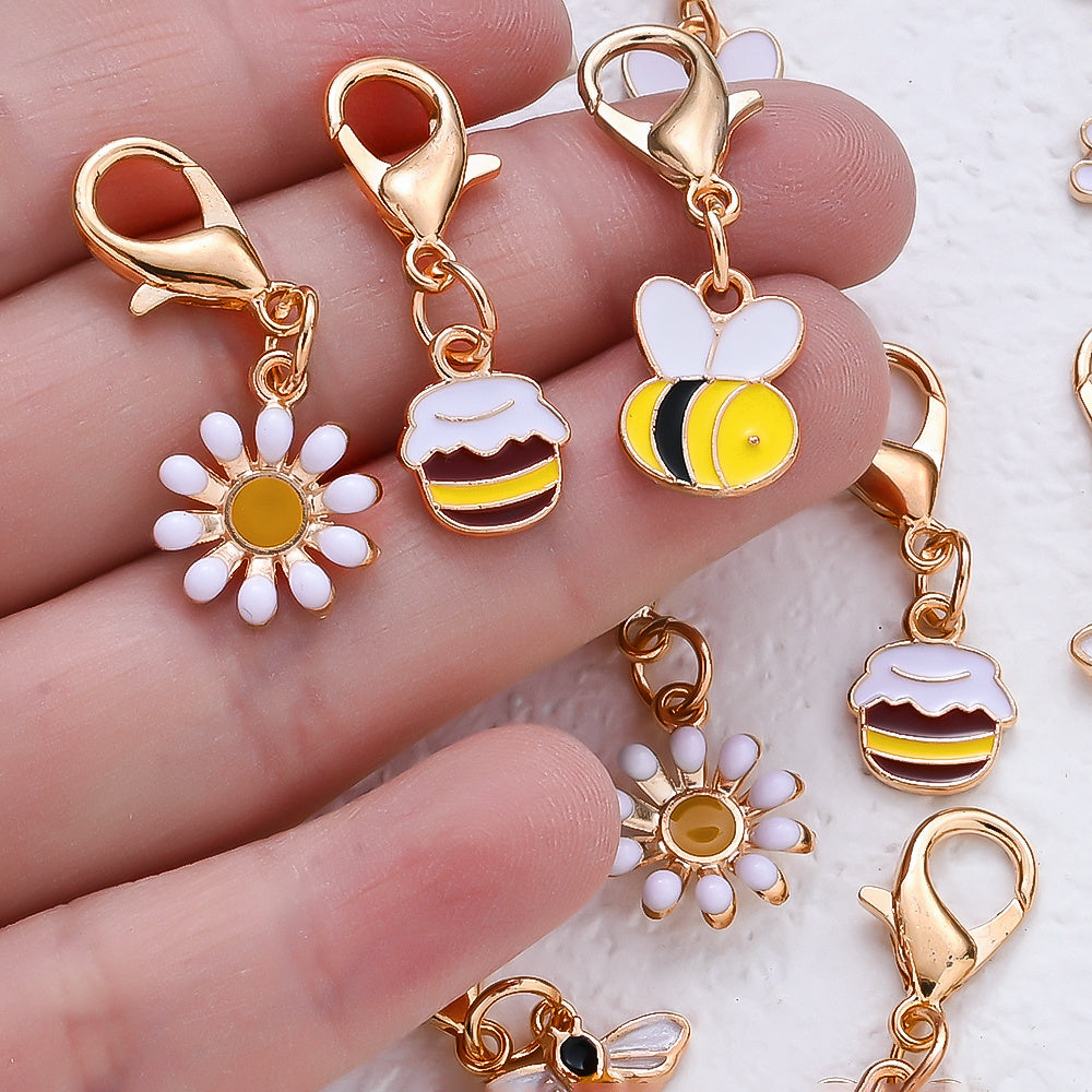 Bee and Daisy Enamel Pendant Charms
