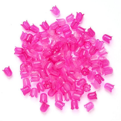 2026 New Arrival 10×11mm Gradient Flower Acrylic Bead Caps