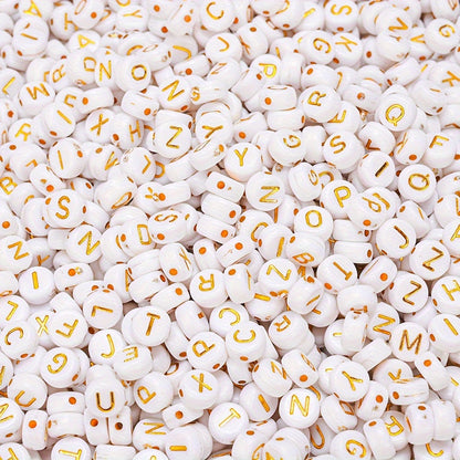 100PCS 4×7mm Gold Letter Acrylic Bead Set