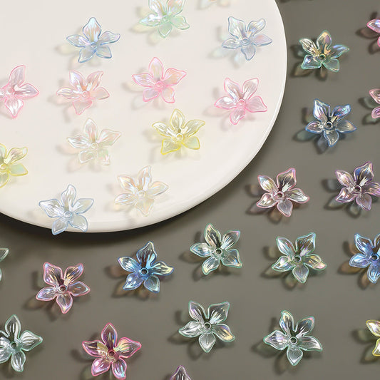 Multi Color Transparent Flower Acrylic Beads
