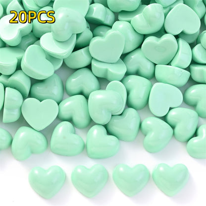 20/40pcs 12x13mm Colorful Heart Adhesive Beads