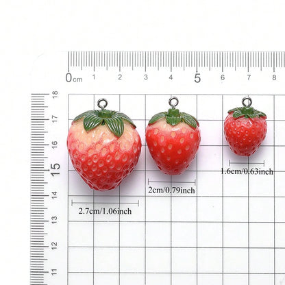 Red Strawberry Resin Charms