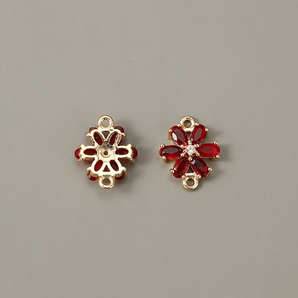 Glass Flower Rhinestone Connectors