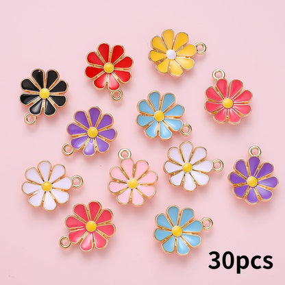 Color Block Daisy Enamel Charms