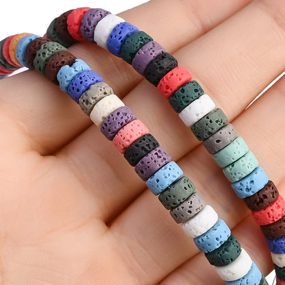 Rough Textured Flat Cylindrical Stone Spacer Bead