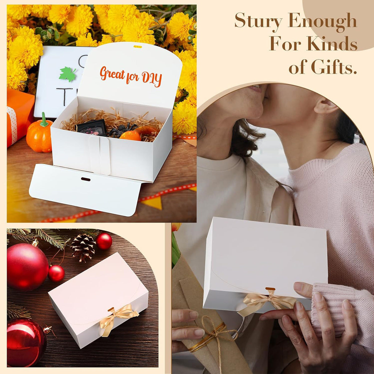 5-Piece Gift Packaging Boxes with Gold Ribbons
