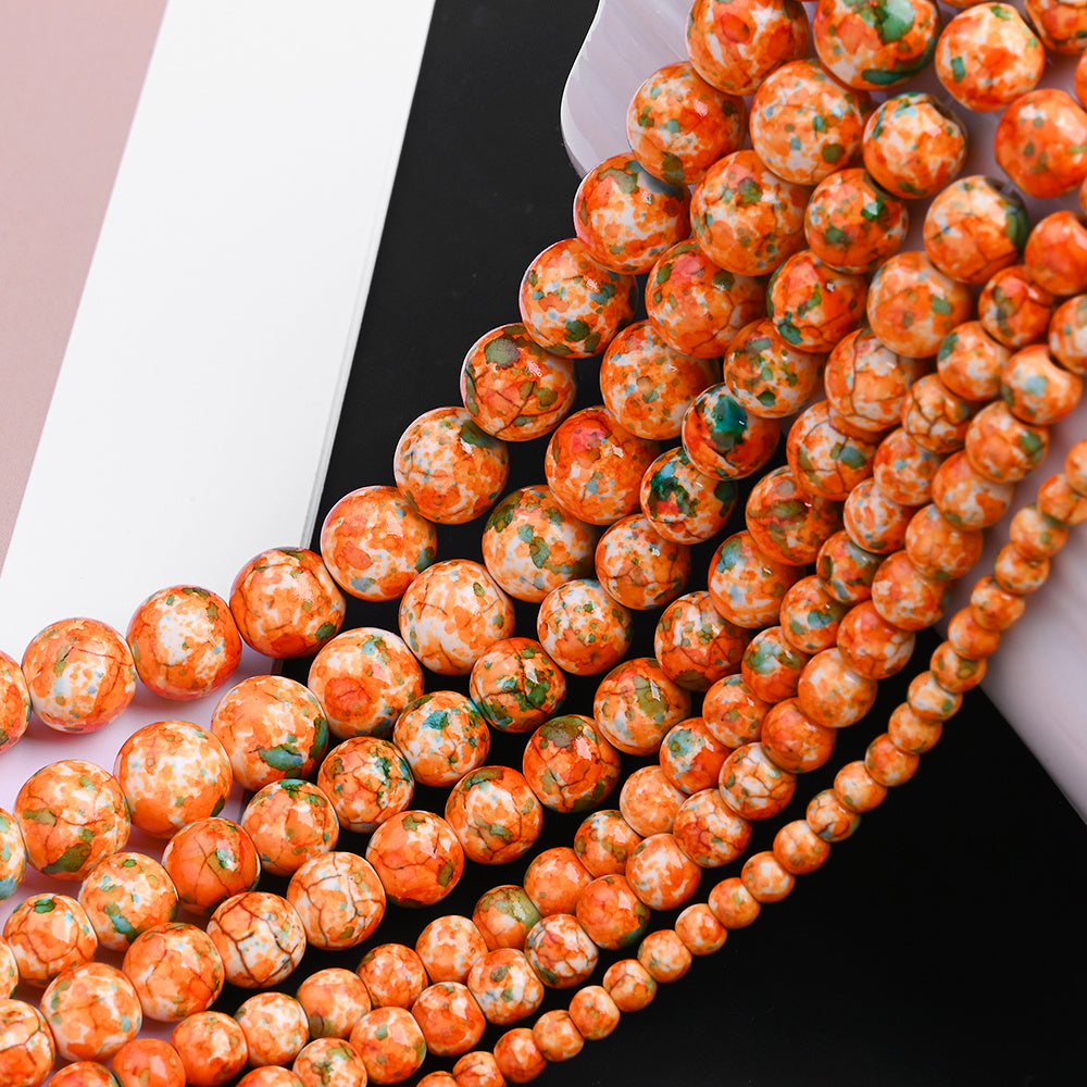 Orange Green Spacer Loose Beads