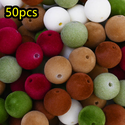 30/50pcs 16-22mm Flocked Acrylic Beads