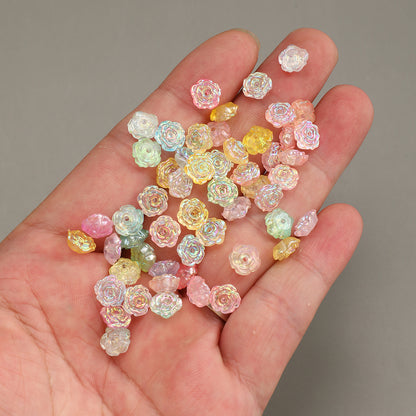 50pcs 8mm Glow-in-the-Dark Acrylic Flower Beads