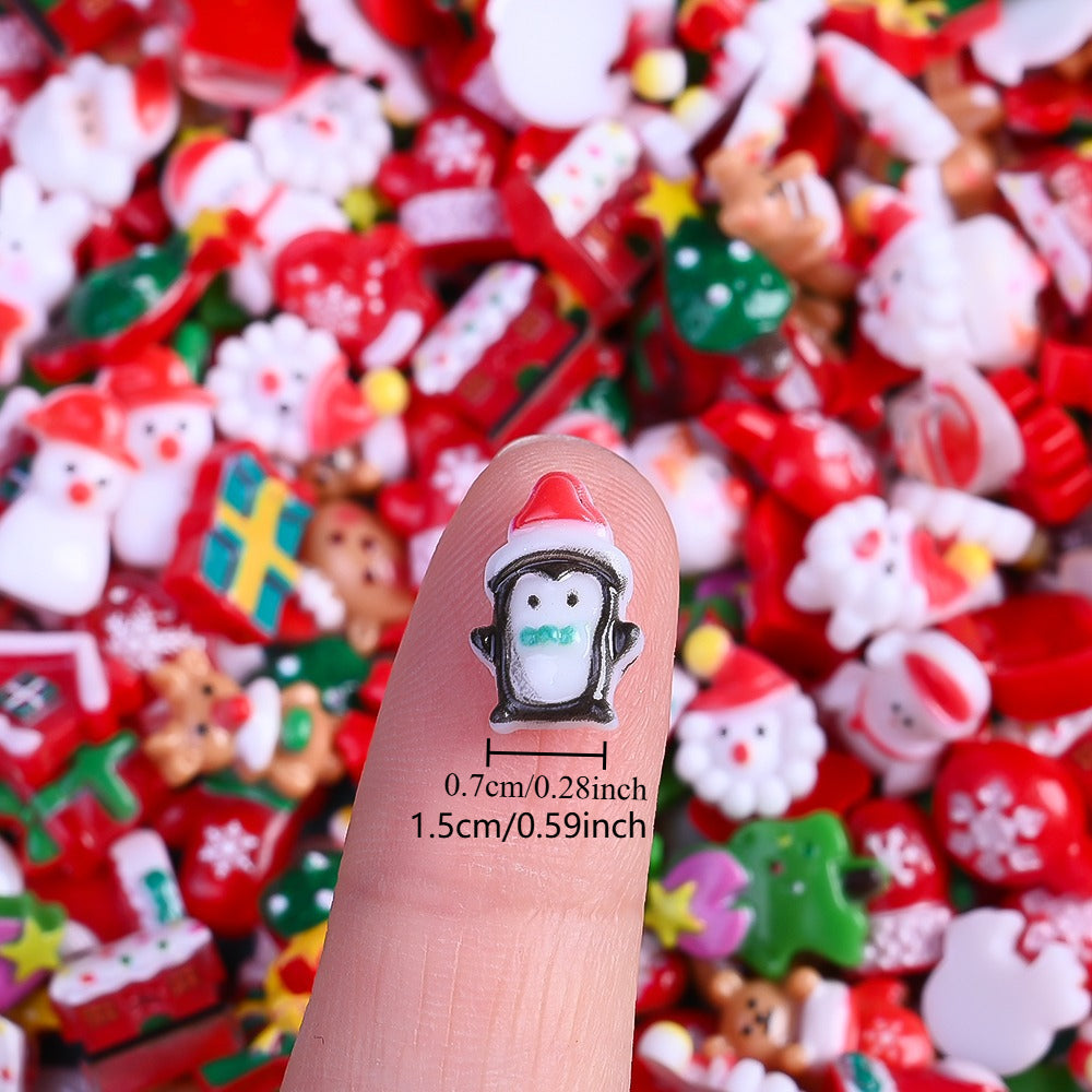 17g 7–15mm Christmas Resin Flatback Embellishment Set