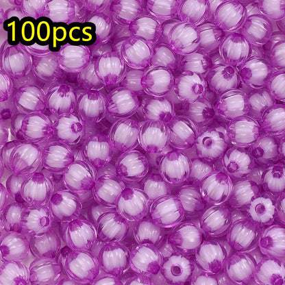 100/200pcs 8/10mm Transparent Inner Color Pumpkin Acrylic Beads