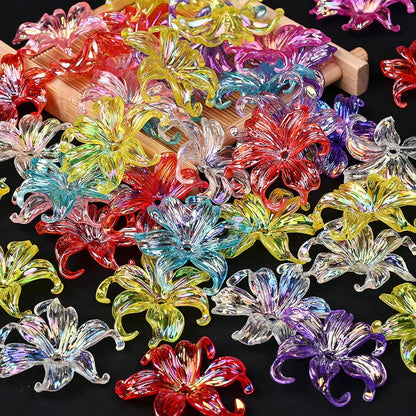 20/40pcs 37x42mm Transparent Acrylic Iris Flower Beads