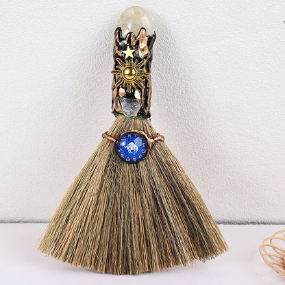 12-Piece Zodiac Broom-Shaped Alloy Charms