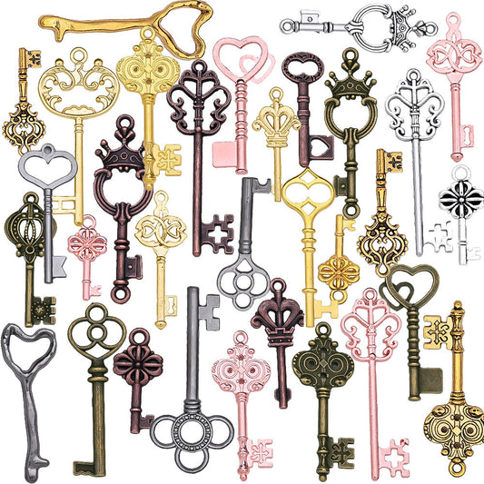 Vintage Key Charm Pendant Set