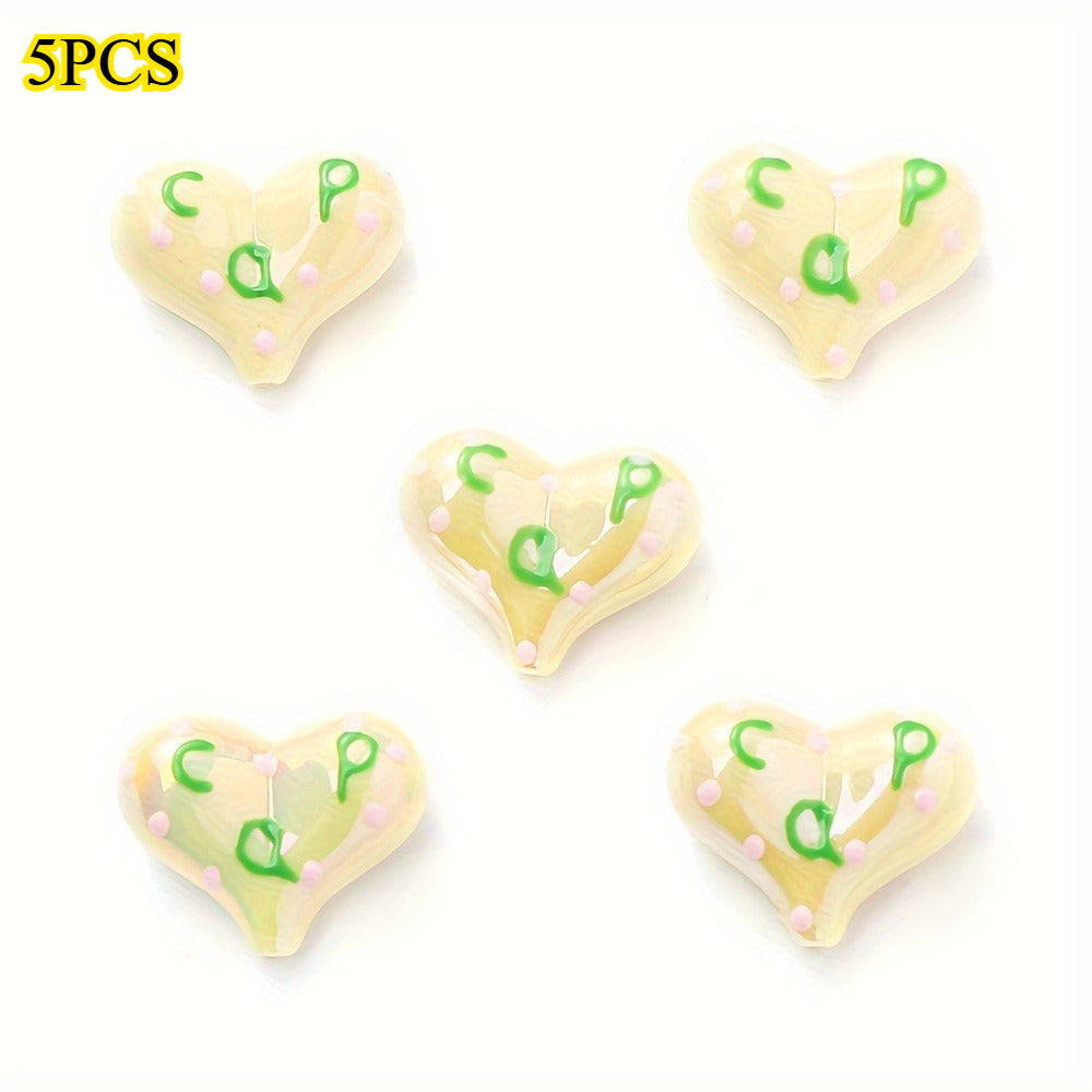 5pcs/set 17x22mm Sweet Heart Acrylic Beads